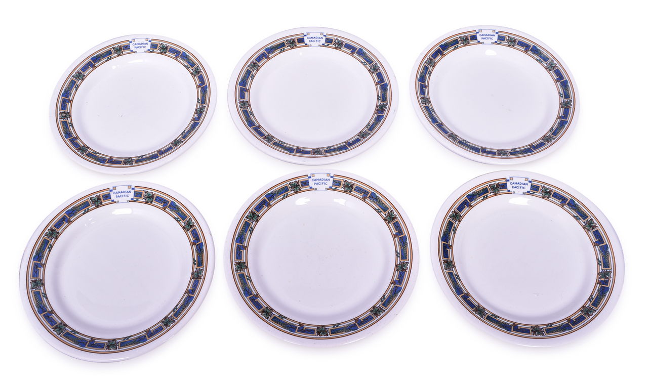 4439 - Set of 6 Canadian Pacific Railway Blue Maple Leaf Dessert Plates 8