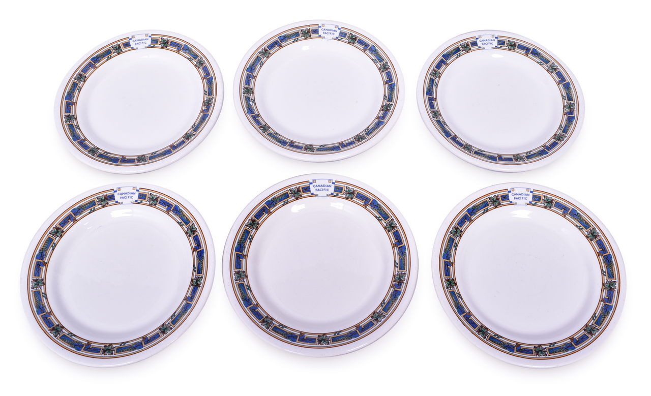 4443 - Set of 6 Canadian Pacific Railway Blue Maple Leaf Dessert Plates 8