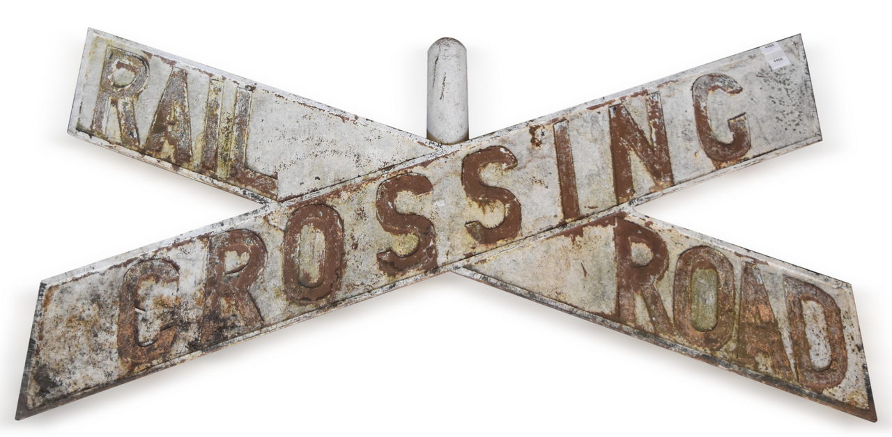 4466 - Large 60 Degree Cast Iron Railroad Crossing Sign thumbnail