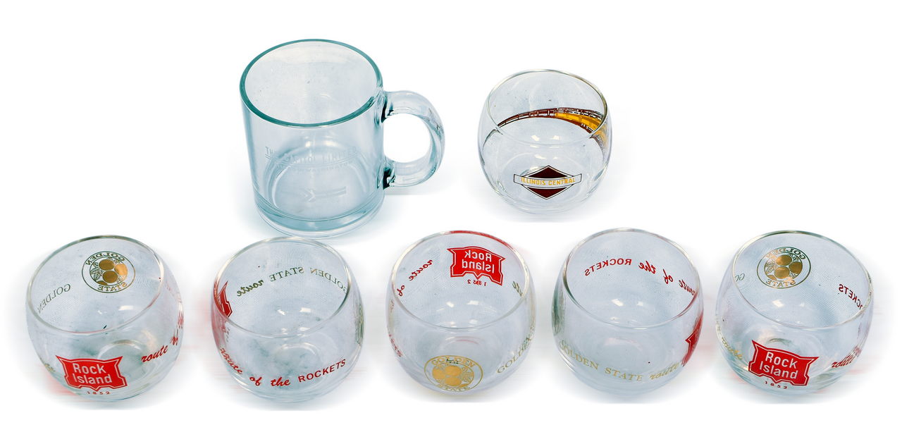 4471 - Group of 7 Railroad Glassware - Rock Island Golden State, Illinois Central Roly-poly Cocktail Glass thumbnail