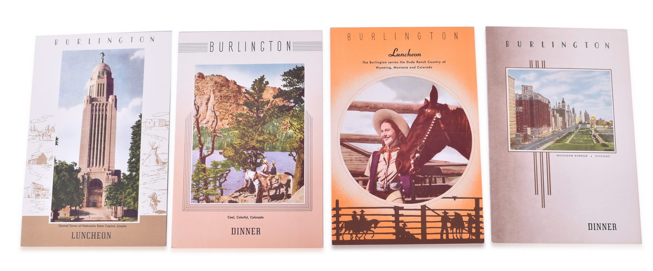 4477 - Group of 4 Burlington Route Railroad Special Menus for Illini Railroad Club - 1959 thumbnail