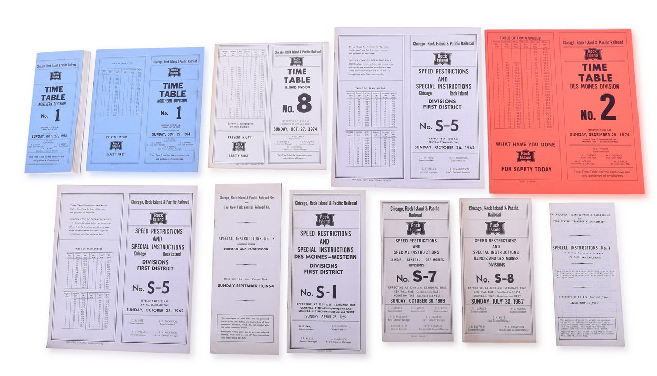 4501 - Group of 34 Rock Island Railroad Employee Timetables - 1936, 1960's to 1970's thumbnail