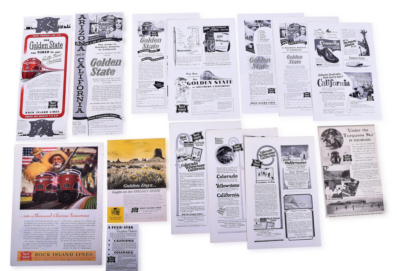 4511 - 34 Rock Island Railroad Advertisements Golden State Limited - 1930's to 1960's thumbnail