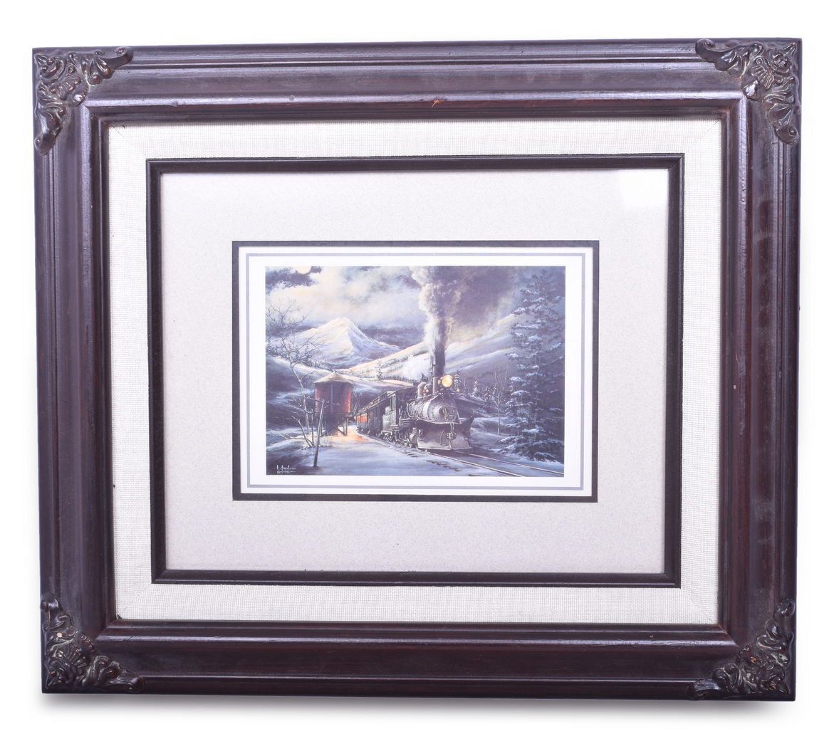 4514 - Three Framed Edward O. Paulson Railroad Prints - Illinois Central, CB&Q, Narrow Gauge thumbnail