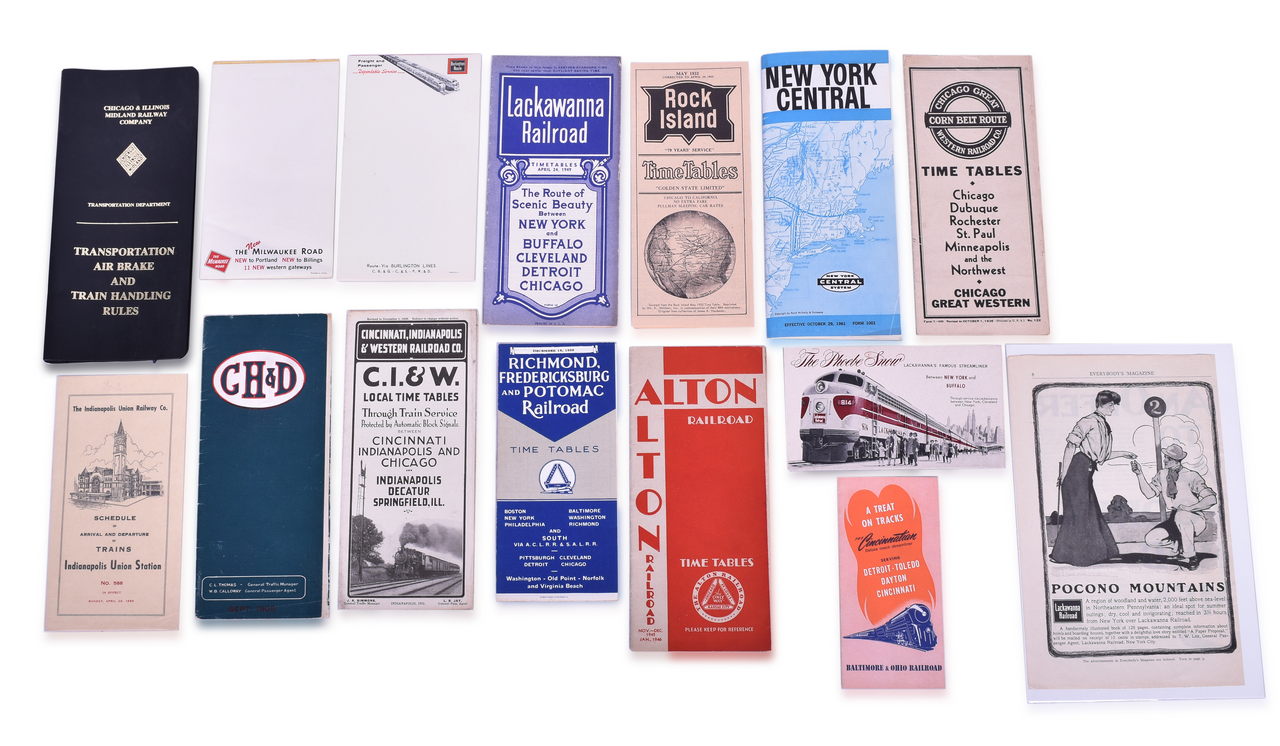 4527 - Mixed Group of 23 Railroad Paper Items - Rock Island, Chesapeake & Ohio, Baltimore & Ohio, Alton Railroad - 1905 to 1961 thumbnail
