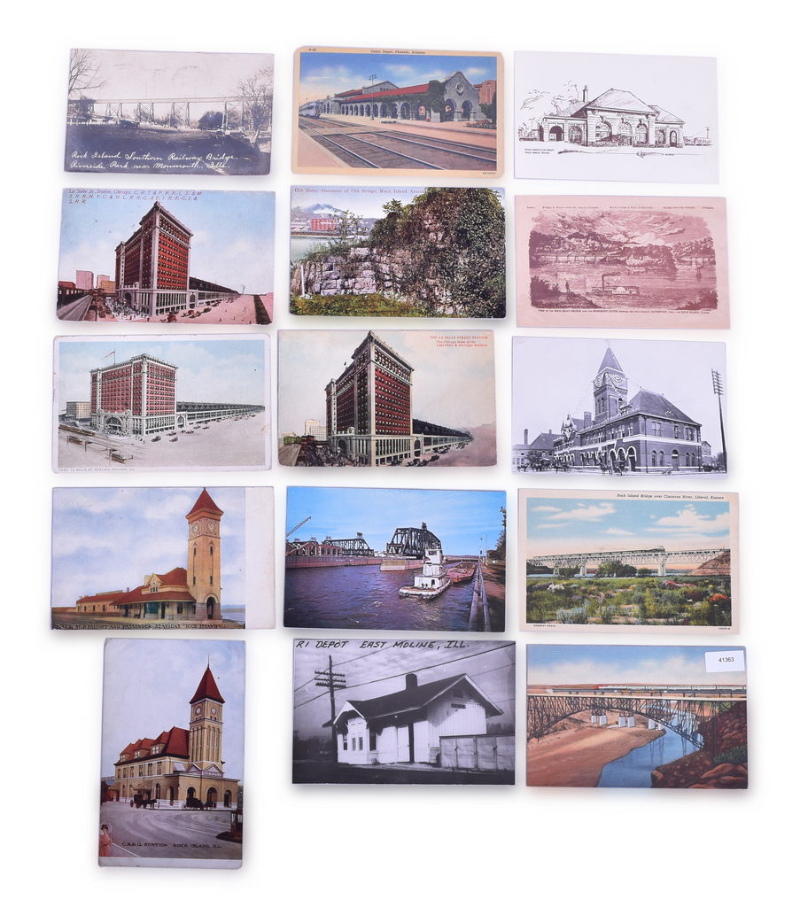 4531 - Group of 15 Rock Island Railroad Postcards of Structures and Buildings - Early 1900's thumbnail