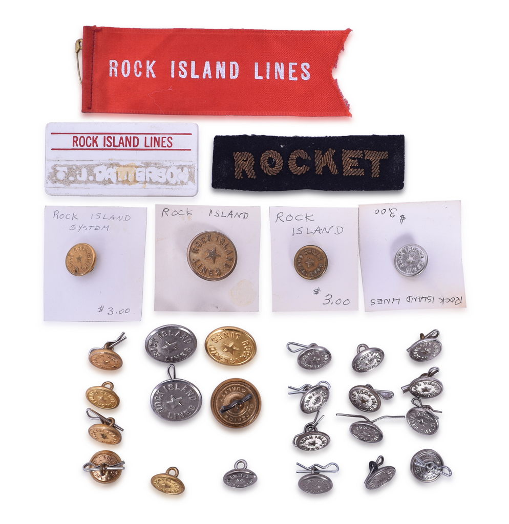 4562 - Chicago, Rock Island & Pacific Uniform Buttons, Ribbon, Name Tag, and Rocket Patch thumbnail