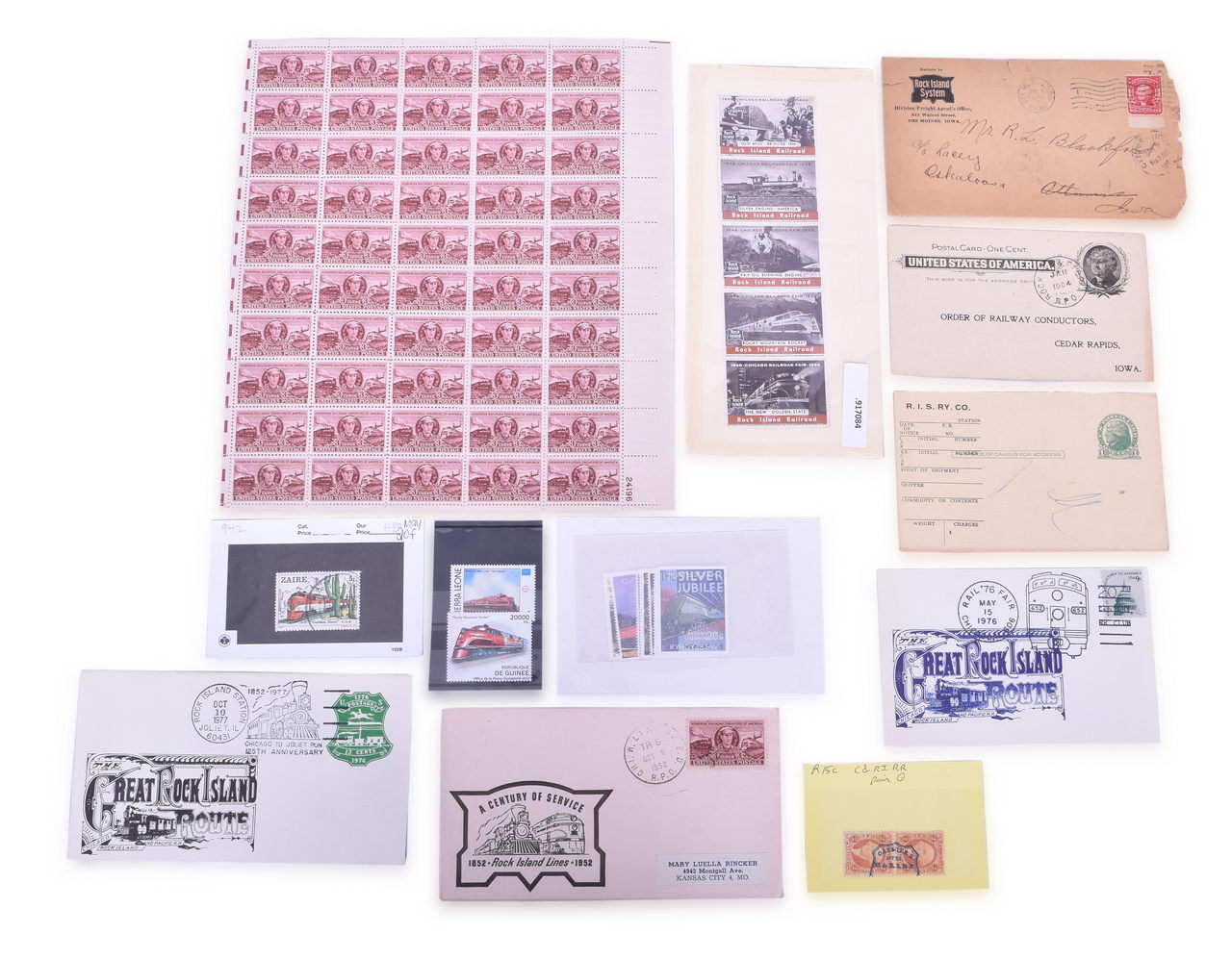 4567 - Group of 24 Rock Island Railroad Postcards, Stamps, and Photos - Early 1900's to 2010's thumbnail