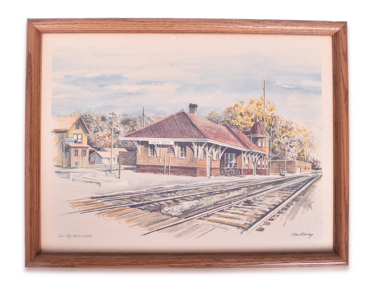 4583 - Set of 3 Framed Art Prints - Santa Fe Railroad Train, Iowa City Train Depot by Haring, Frisco 1522 by Kevin Hazell thumbnail