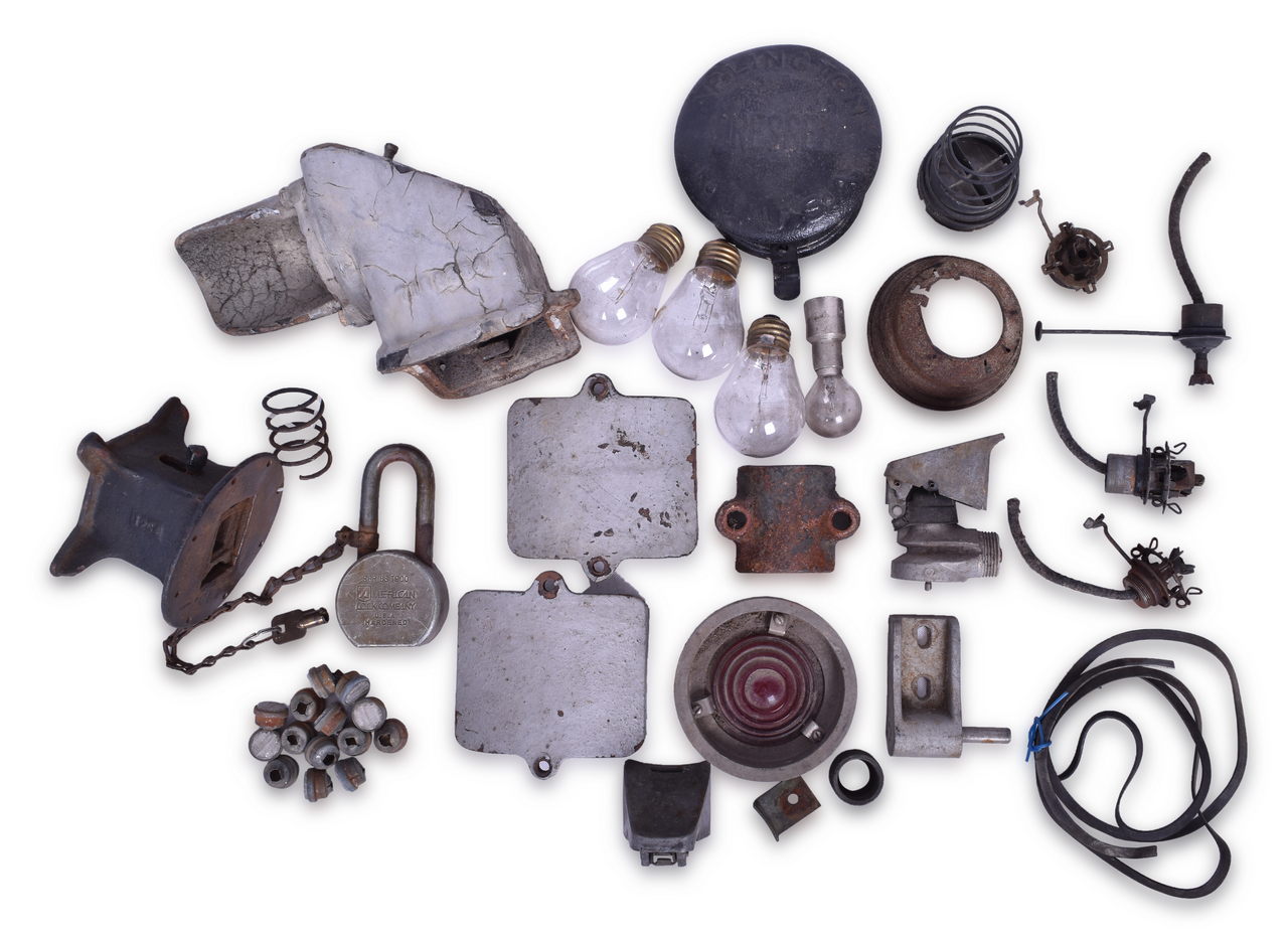 4586 - Mixed Railroad Lot - Signal Parts, Lantern Founts, Steel Switch Lock, and More thumbnail