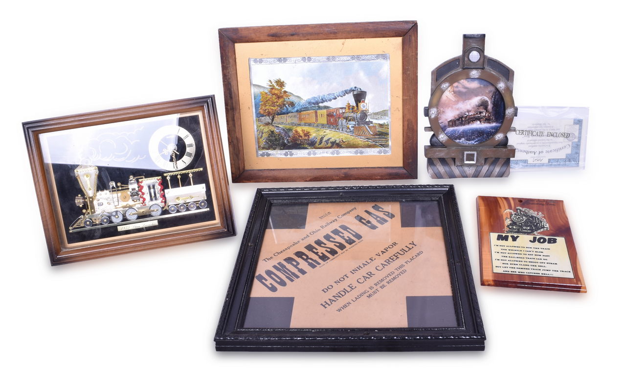 4588 - 9 Framed Railroad Items - New York Central, Nickel Plate, Courier and Ives, etc. thumbnail
