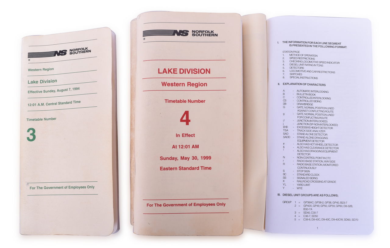 4593 - Group of 22 Norfolk Southern Railway Employee Timetables - 1997 to 2019 thumbnail