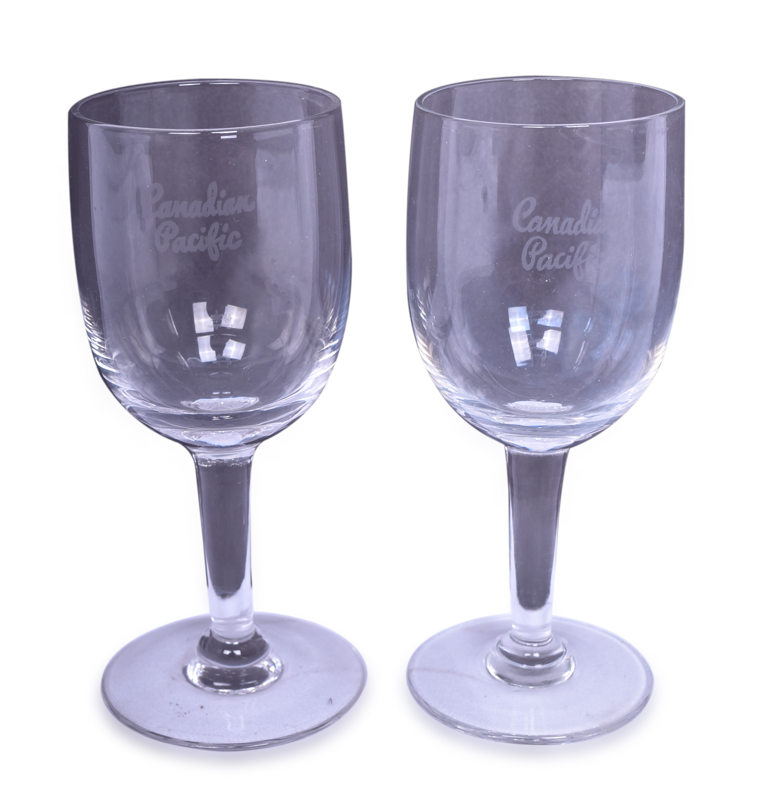 4387 - Pair of Canadian Pacific Railroad Stemmed Port Sherry Glasses - 4 1/2