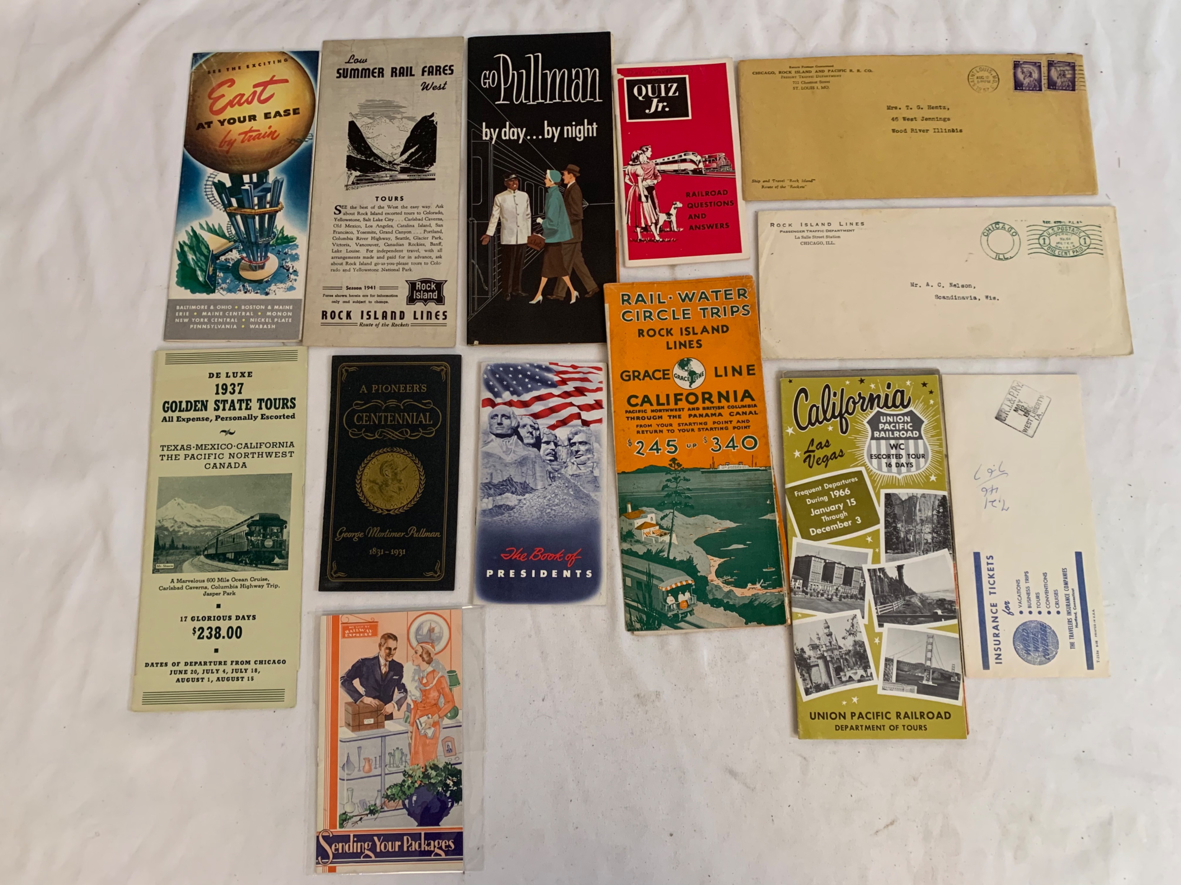 4537 - 34 Pieces of Rock Island Railroad Papers - Travel Brochures, Information Booklets, Correspondence Letters thumbnail