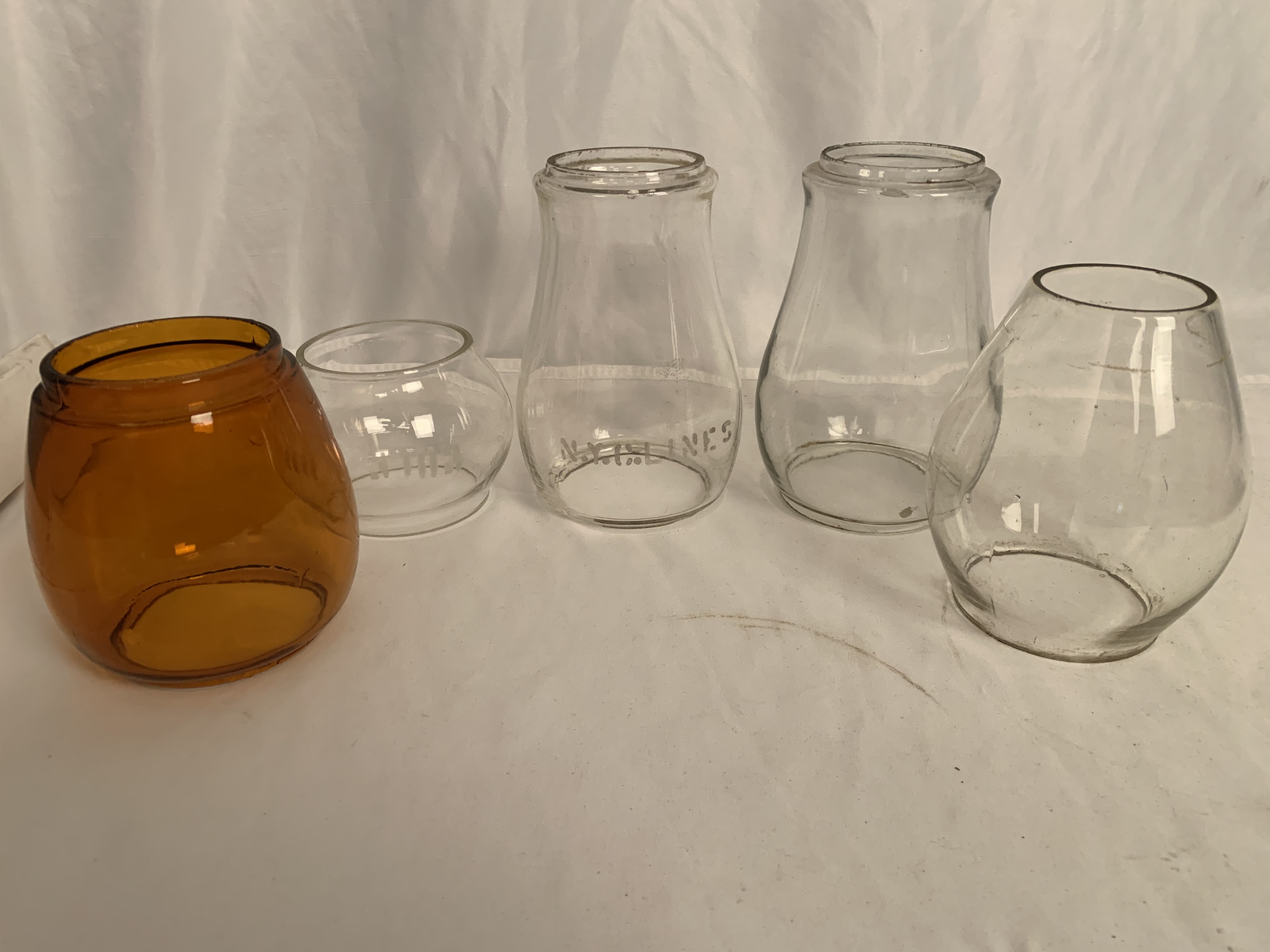 4084 - Six Railroad Lantern Globes - New York Central, Erie, Corning, etc. thumbnail