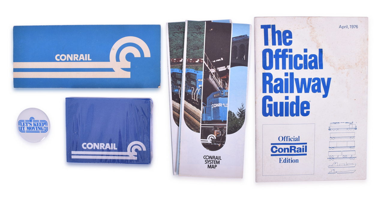 5002 - 1970's and 1980's Conrail Promotional Group - Official Railway Guide, Button, Playing Cards, etc. thumbnail