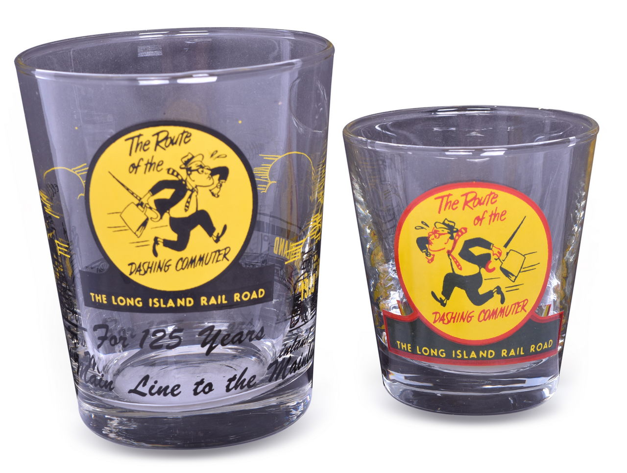 5027 - Two Long Island Railroad Drinking Glasses - 125 Years Route of the Dashing Commuter thumbnail