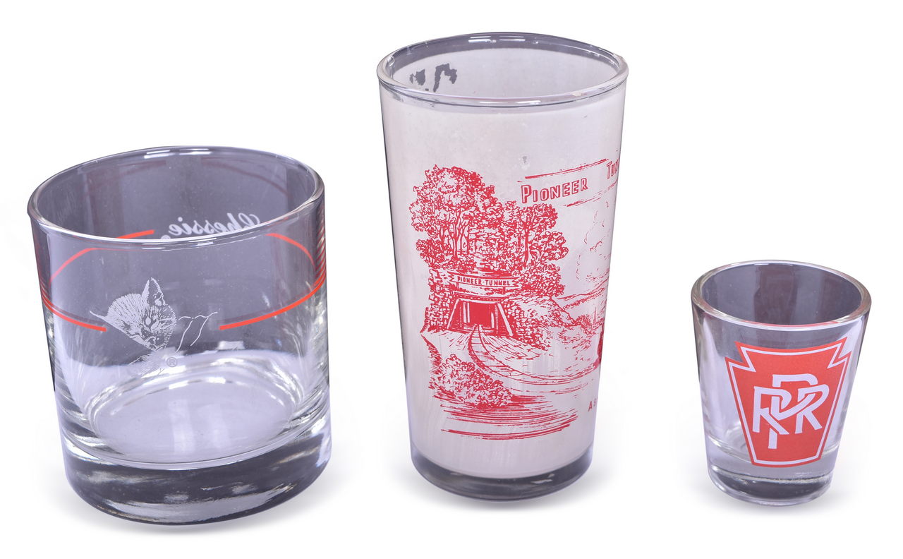 5045 - Group of 23 Assorted Railroad Items - B&O, Chesapeake, Pennsylvania, Amtrak - Glasses, Timetables, Menu, Sign, Booklets, Maps thumbnail