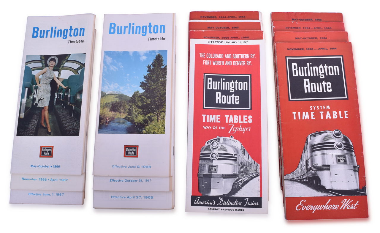 5050 - Thirty One CB&Q / Burlington Railroad Timetables 1910-1969 thumbnail