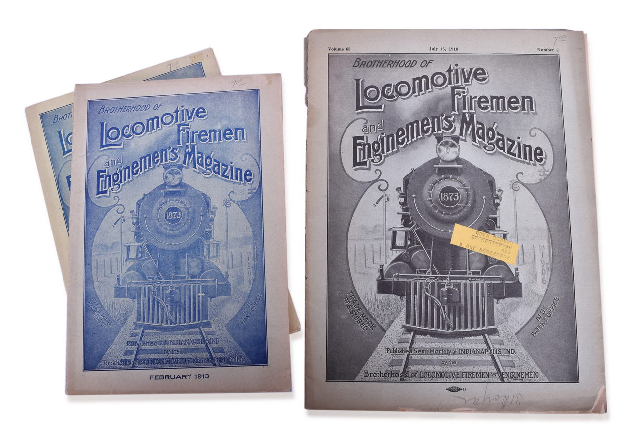 5051 - Group of 4 Railroad Paper Items - Brotherhood of Locomotive Firemen and Enginemen's Magazine and Teacher's Kit for Railroad Transportation thumbnail