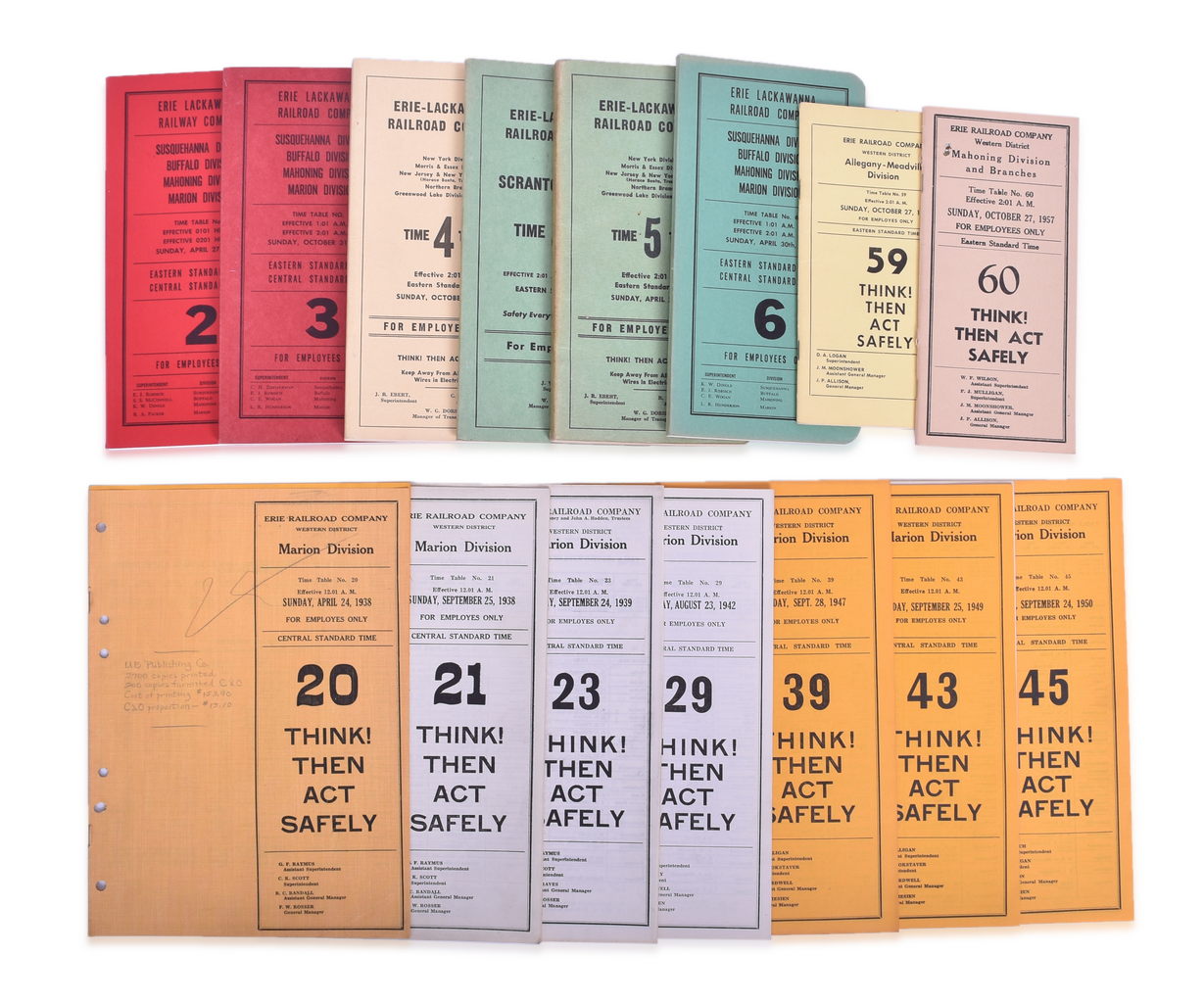 5057 - Group of 18 Erie and Erie-Lackawanna Railroad Employee Timetables - 1938 to 1969 thumbnail