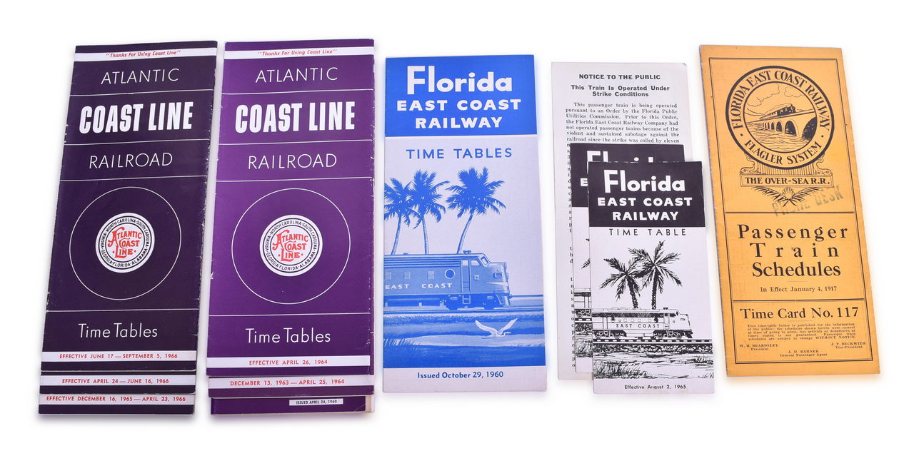 5060 - Group of Fifteen East Coast Railroad Timetables - 1917 to 1968 - Seaboard, Atlantic Coast Line, Florida East Coast Railway thumbnail
