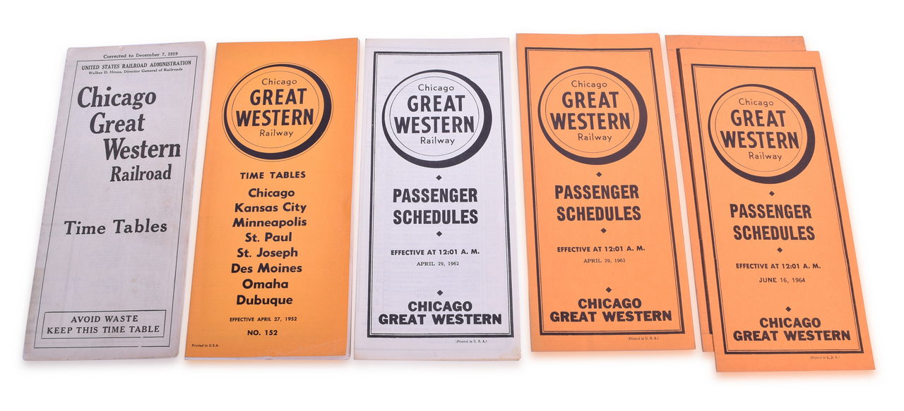 5062 - Seven Chicago Great Western Railroad Timetables - 1910 to 1964 thumbnail