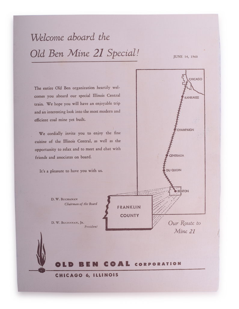 5065 - Illinois Central Railroad Old Ben Mine 21 Route Menu - 1960 thumbnail