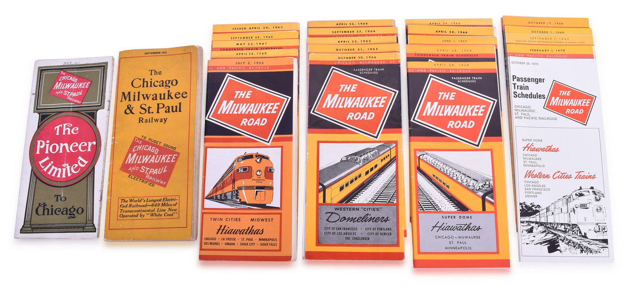 5066 - Eighteen Chicago Milwaukee and St. Paul Railway Timetables 1911-1970 thumbnail