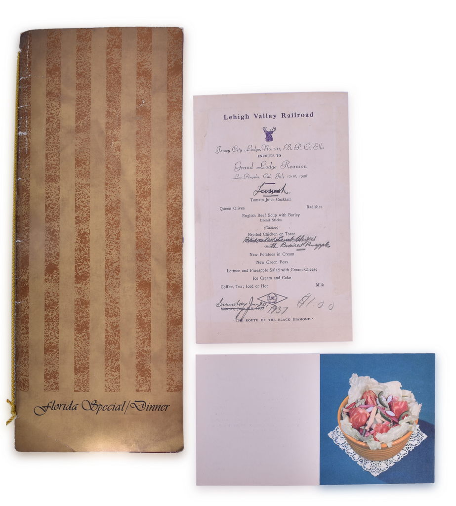 5067 - 3 Assorted Railroad Dining Car Menus - Seaboard Coast Line, Lehigh Valley, and Chef's Special Salad Bowl thumbnail