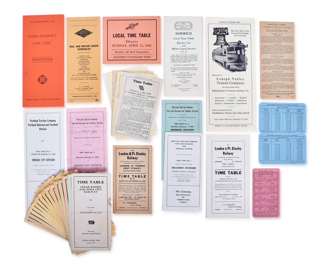 5071 - Group of 41 Railroad Paper Items - Public Timetables, Employee Timetables, Rules Book, Post Cards, Guide, and More - 1933 to 1964 thumbnail