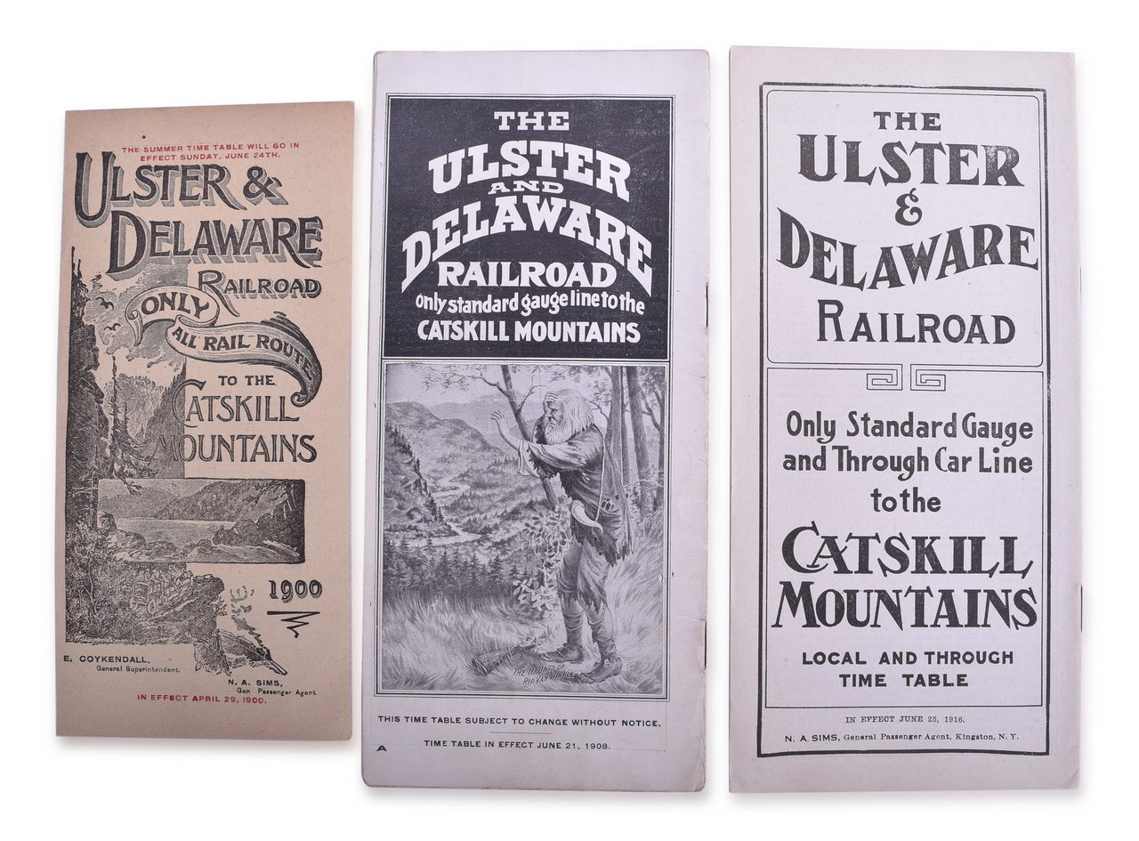 5074 - Three Ulster and Delaware Railroad Timetables - 1900, 1908, 1916 thumbnail