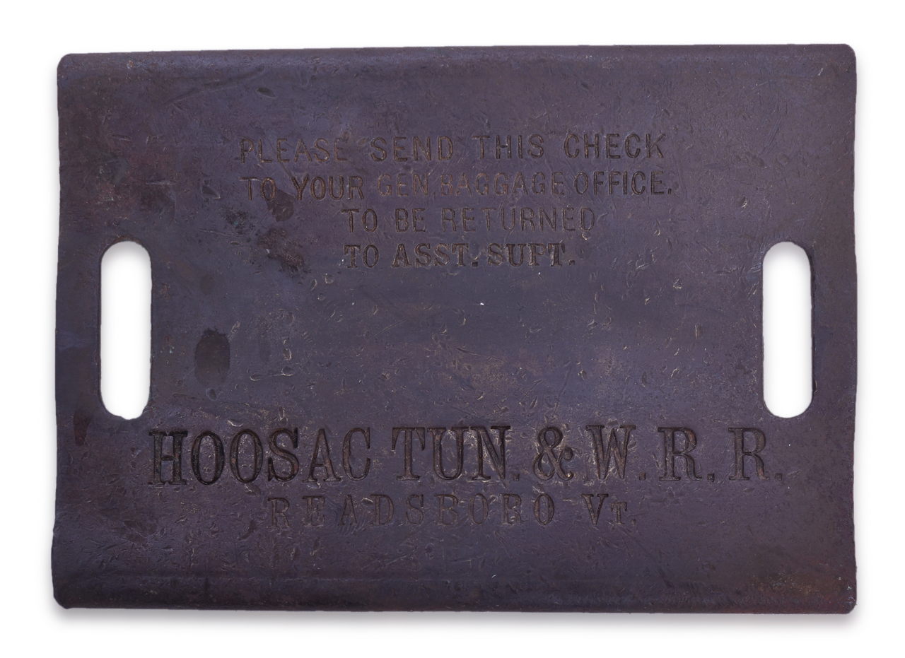 5075 - Pair of Hoosac Tunnel and Wilmington Railroad Brass Luggage Tags thumbnail