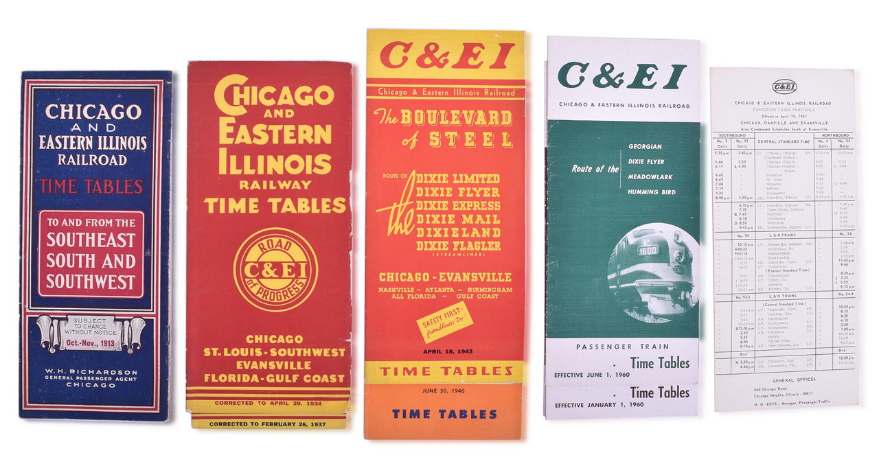 5076 - Nine Chicago and Eastern Illinois Railway Timetables - 1913 to 1967 thumbnail