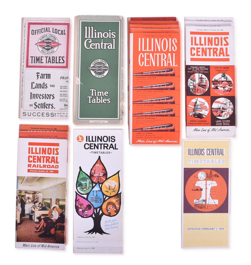 5078 - Eighteen Illinois Central Railroad Timetables - 1904 to 1970 thumbnail