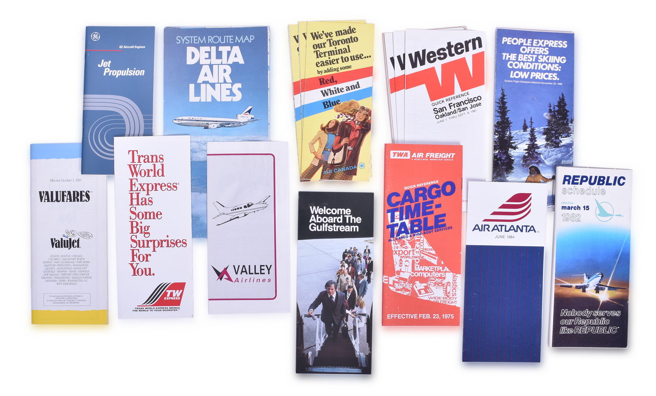 5079 - Group of 80+ Airline Promotional Brochures and Timetables - 1960's to 1995 thumbnail