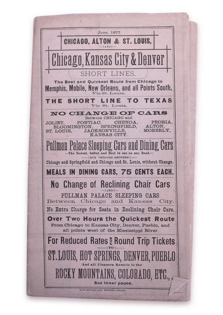 5092 - Chicago, Alton, & St. Louis Railroad June 1877 Timetable Chicago, Kansas City, & Denver thumbnail