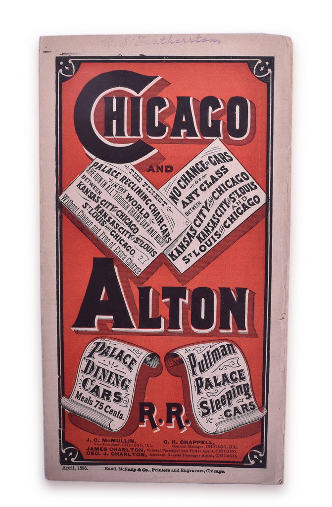 5104 - Chicago & Alton Railroad April 1886 Timetable Chicago, St. Louis, Kansas City thumbnail