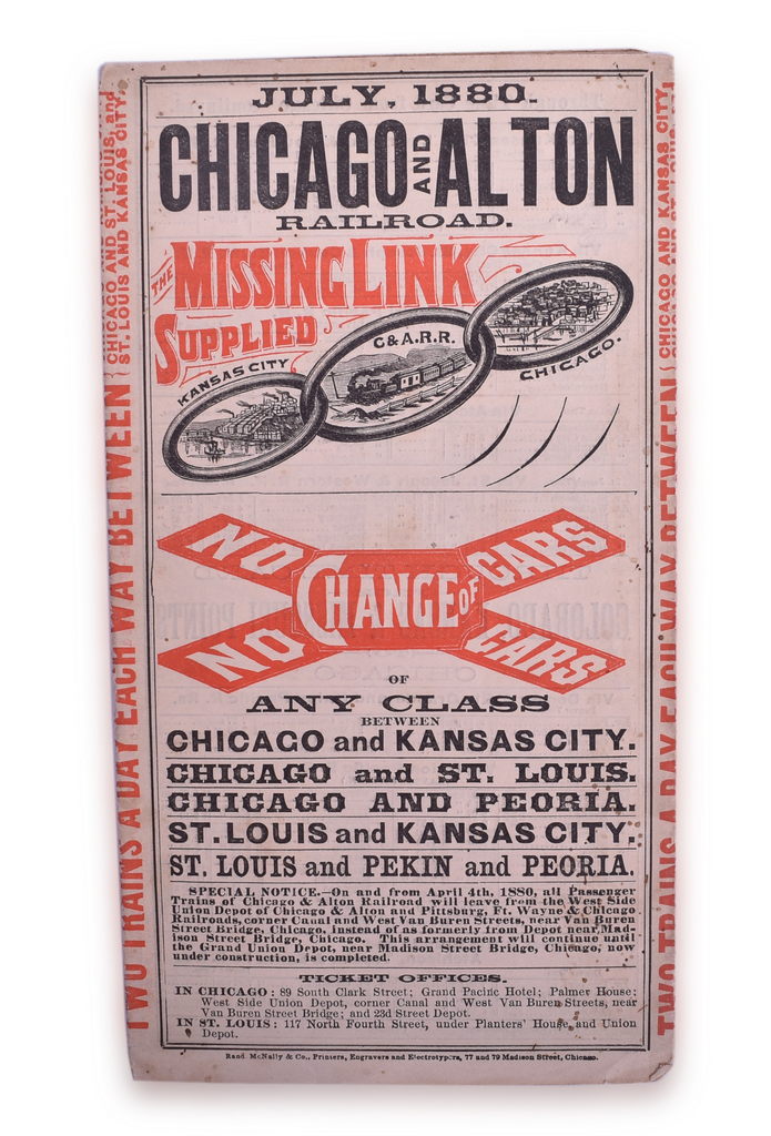 5106 - Chicago & Alton Railroad July 1880 Timetable thumbnail
