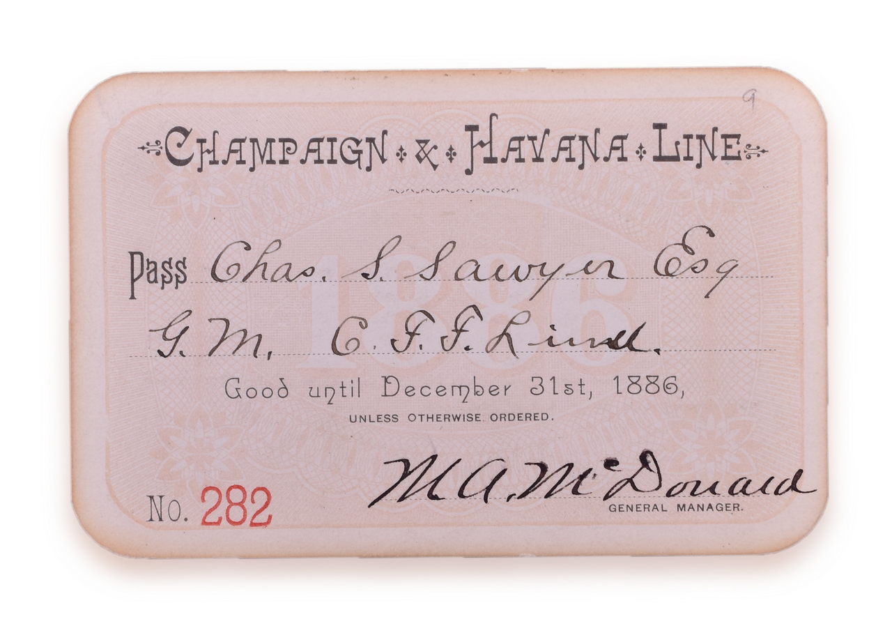 5109 - Champaign & Havanna Line / Railroad 1886 Annual Pass thumbnail
