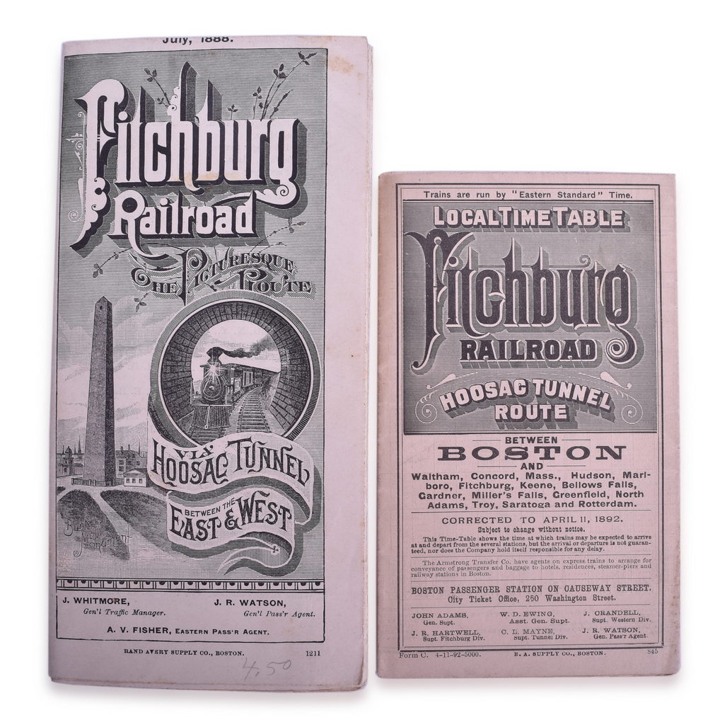 5112 - Two Fitchburg Railroad Timetables - July 1888 and April 1892 thumbnail