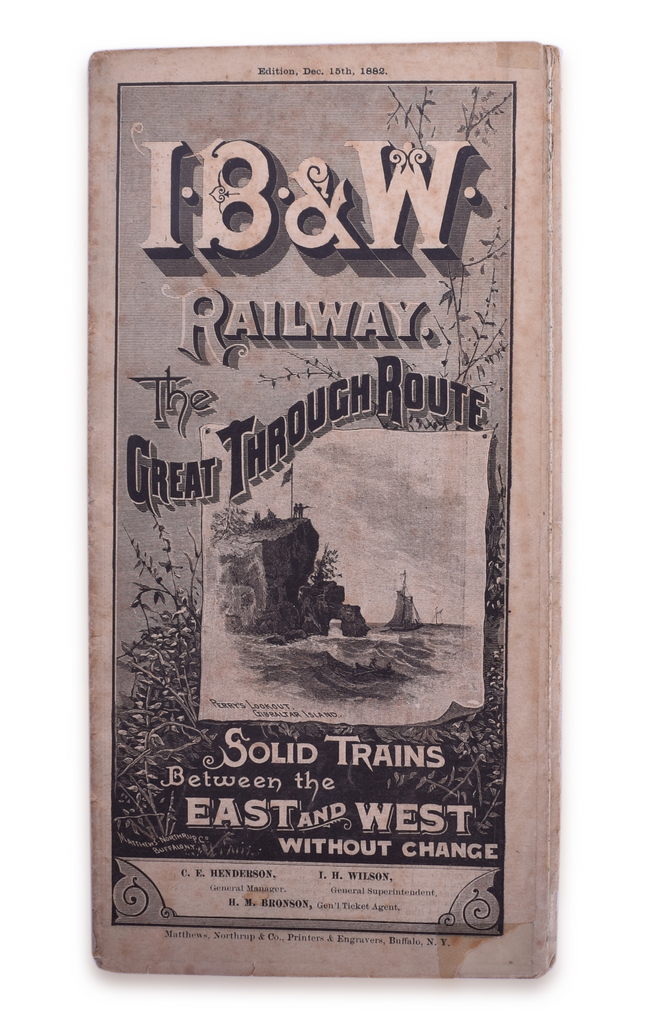 5114 - Indiana, Bloomington, & Western Railway Timetable December 1882 thumbnail