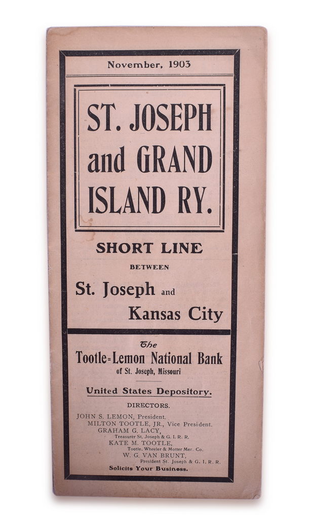 5118 - St. Joseph and Grand Island Railway Timetable November 1903 thumbnail
