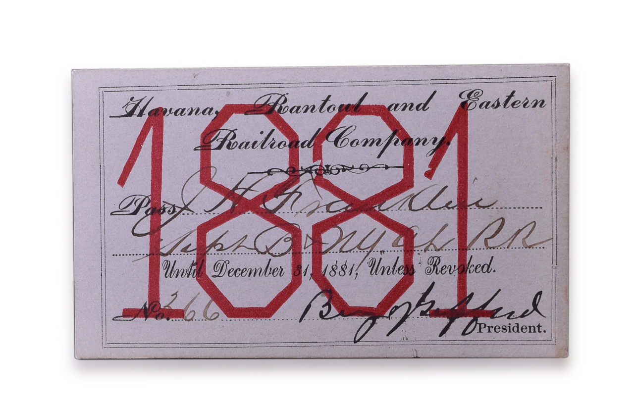 5123 - 1881 Havana, Rantoul and Eastern Railroad Annual Pass thumbnail
