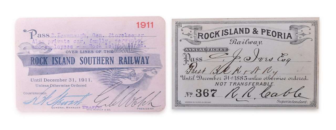 5129 - 1885 Rock Island and Peoria and 1911 Rock Island and Southern Railroad Passes thumbnail