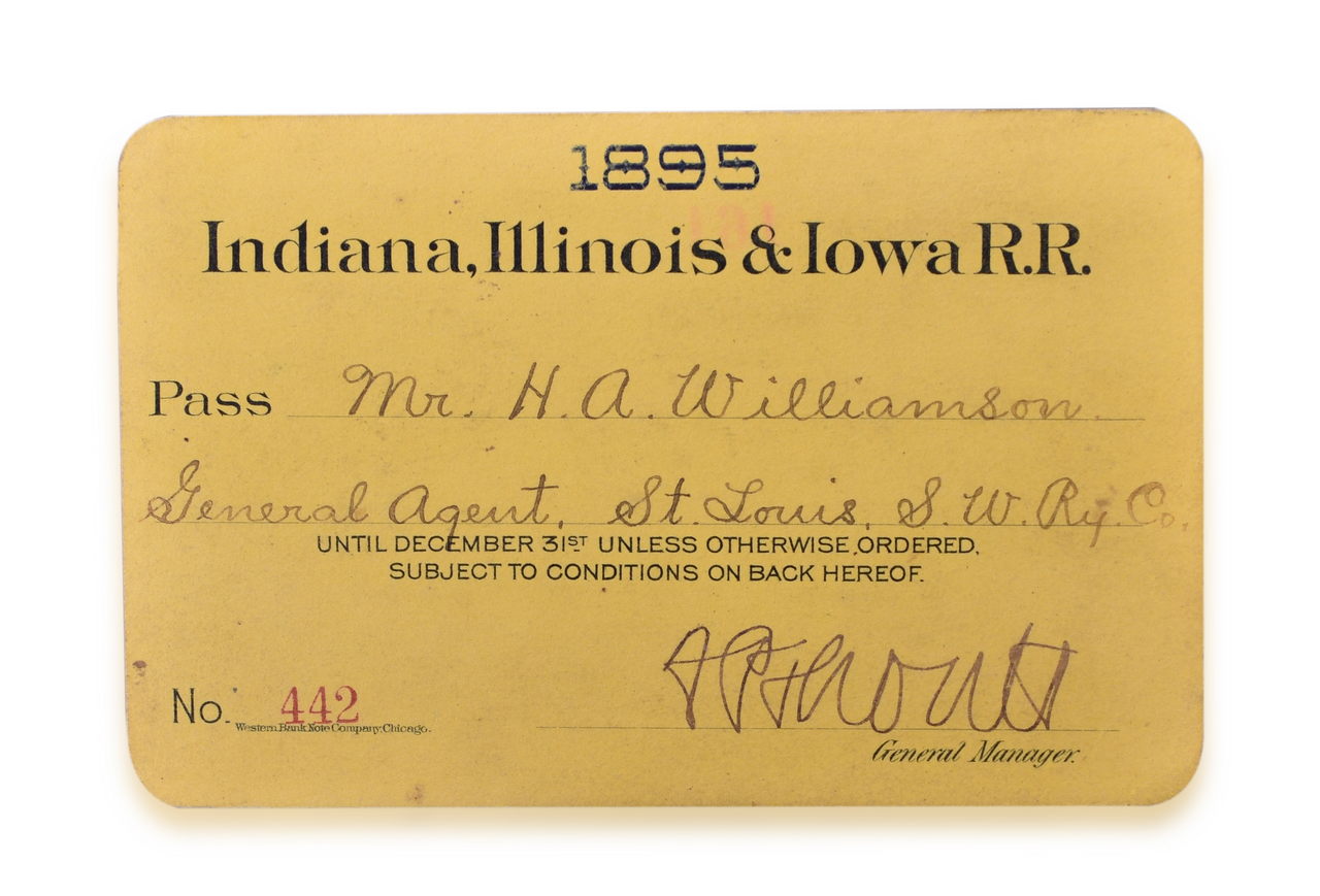 5133 - Indiana, Illinois & Iowa Railroad 1895 Annual Pass thumbnail