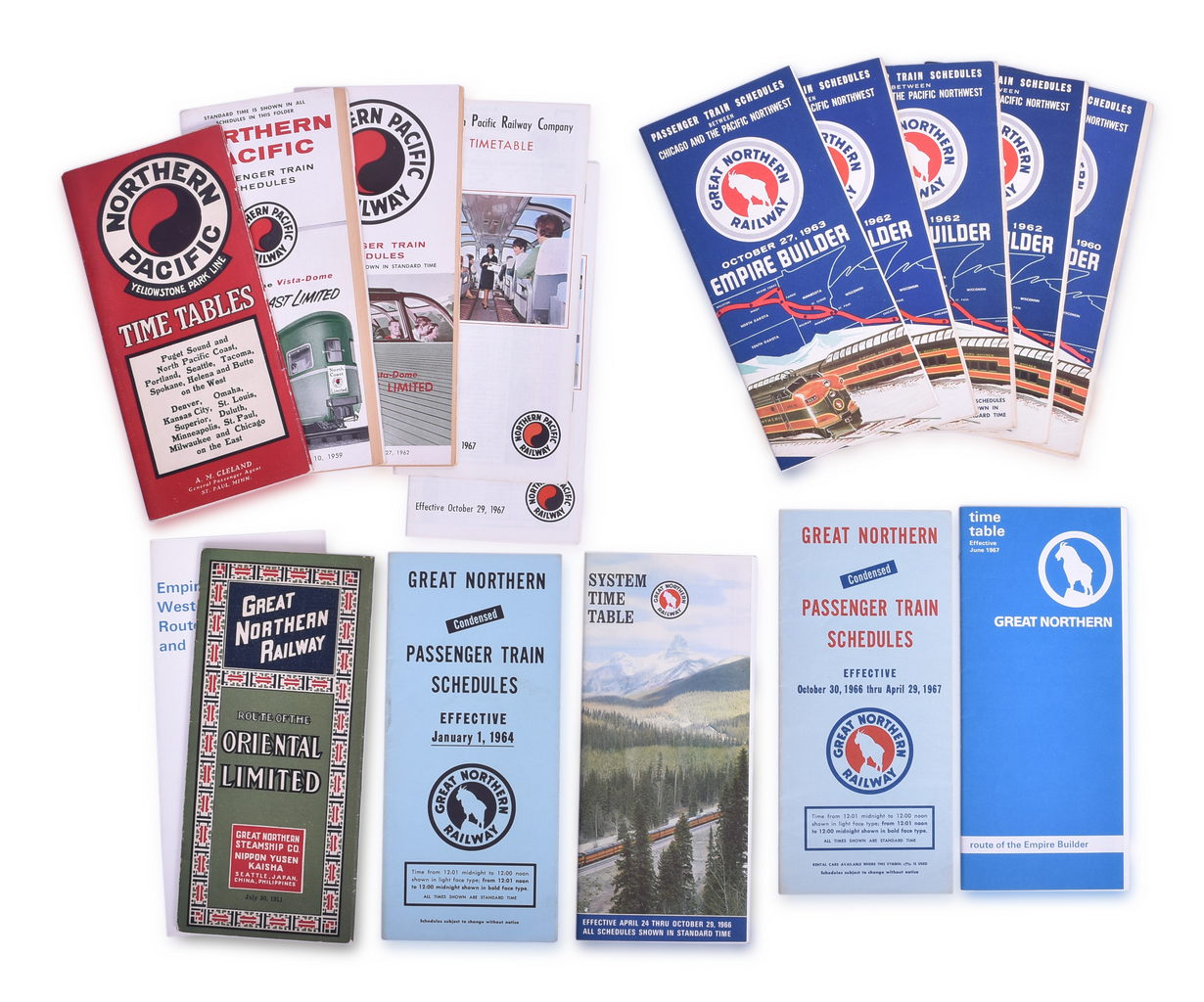 5138 - Sixteen Northern Railroad Timetables and Map - 1911 to 1967 Northern Pacific and Great Northern Railway thumbnail