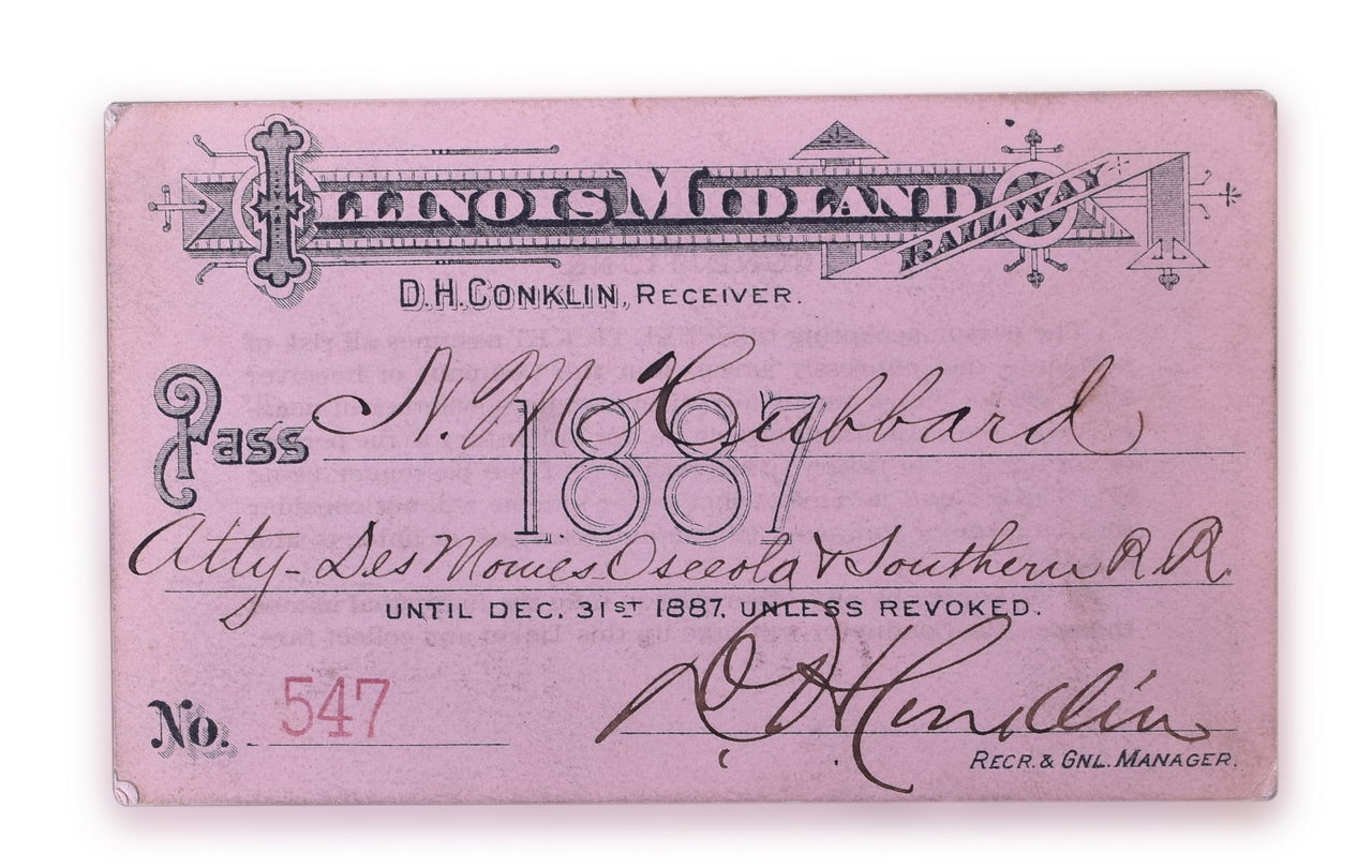 5139 - Illinois Midland Railroad 1887 Annual Pass thumbnail