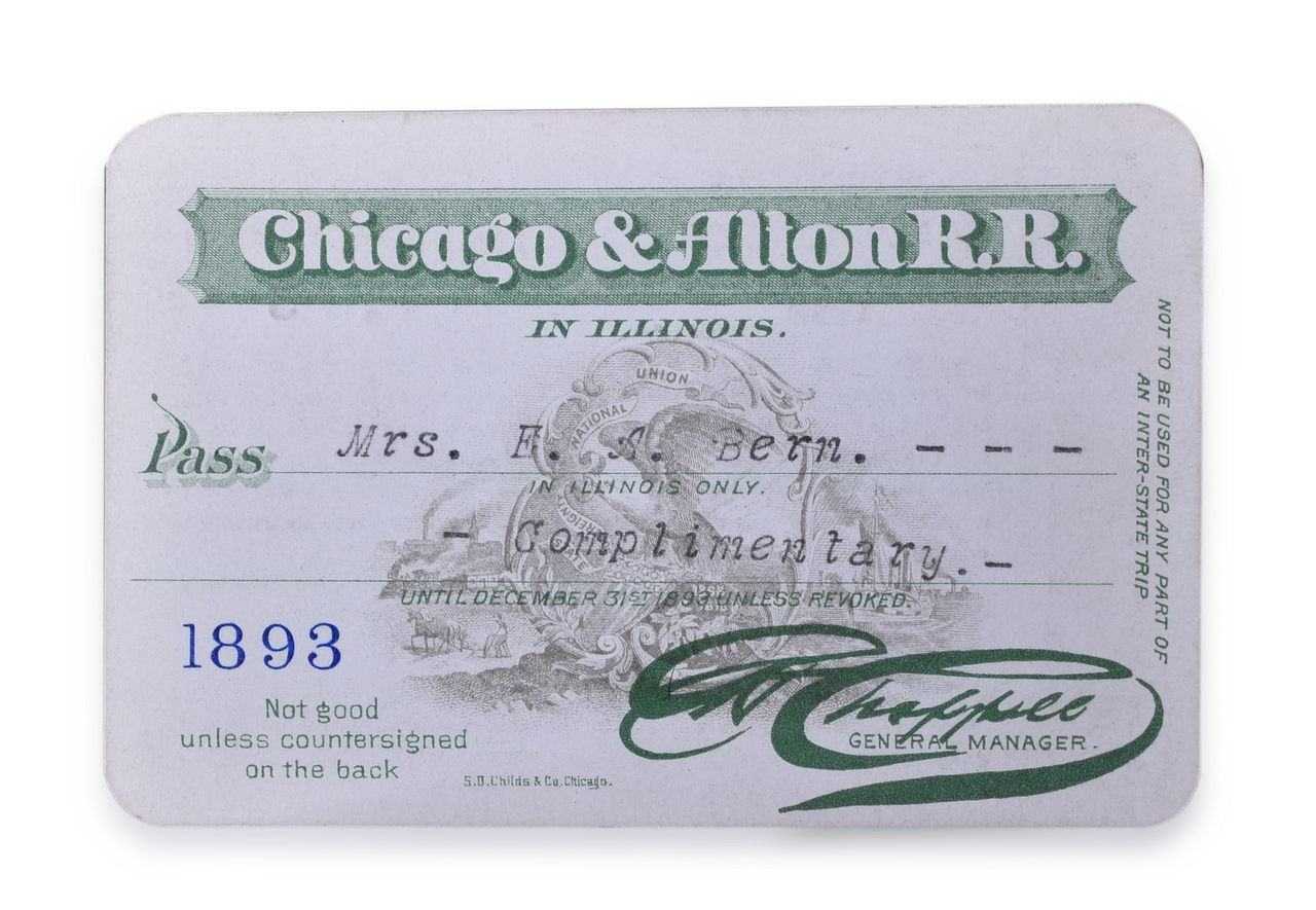5141 - 1893 Chicago and Alton Railroad Annual Pass - Low Number thumbnail