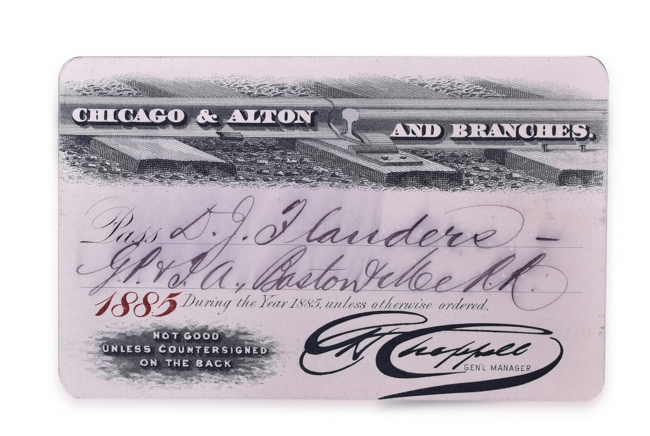 5153 - 1885 Chicago and Alton Railroad Annual Pass thumbnail